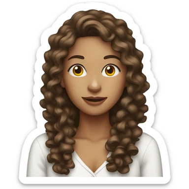 Woman with long brown curly hair as Santa claus sticker