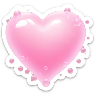 light pink heart with bubbles  sticker