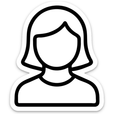 teen girl icon, classic shape, outlined, no fill sticker