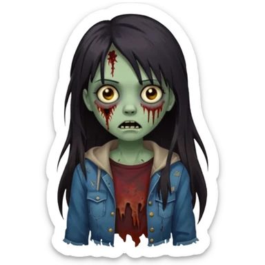 girl zombie long hair side bang sticker
