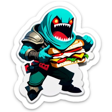 Pyke from League of Legends eating dirty sandwich sticker