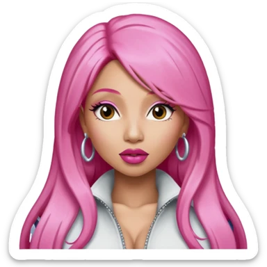 Nicki Minaj with long pink hair sticker