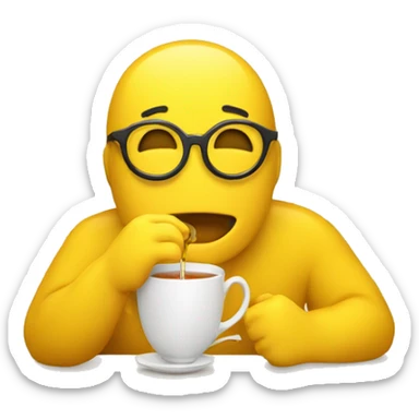 yellow emoji sideeying drinking tea sticker