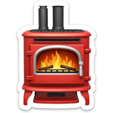 red wood burning stove sticker