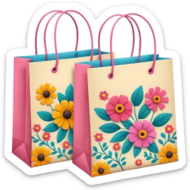 2 beautiful shopping bag with pattern sticker