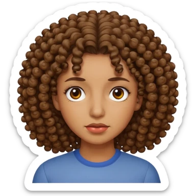 Emoji de una mujer cabello rulo con una mueca  sticker