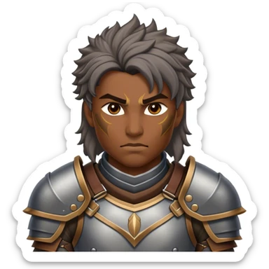 Cinematic Realistic WoW Human Warrior Portrait, depicted with chiseled, determined features and a battle-hardened visage. Clad in intricately detailed steel armor accented with rich leather in consistent hues of grey and bronze, his resolute eyes and natural hair exude unwavering courage. Rendered with lifelike texture and dramatic natural lighting, high shine, noble and valiant, capturing the essence of a legendary human champion of Azeroth. sticker