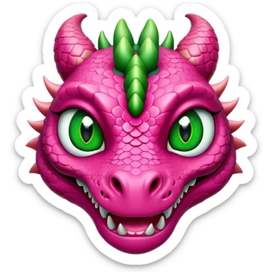  big fece female dark pink dragon with green snake eyes front view sticker