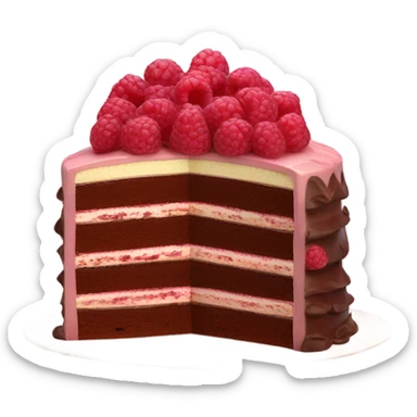 Realistic raspberry chocolate layered cake sticker