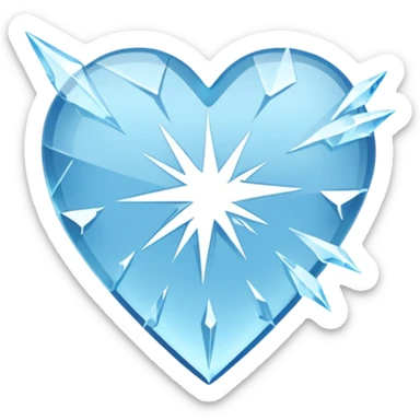 Frozen heart mid-shatter, shards suspended sticker