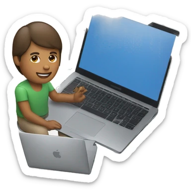 Person working on macbook laptop sticker