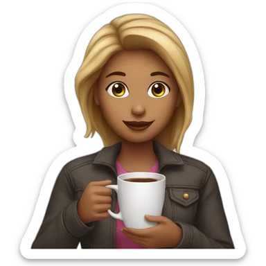 girl with a cup of coffee sticker