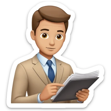 male office worker reviewing paperwork sticker