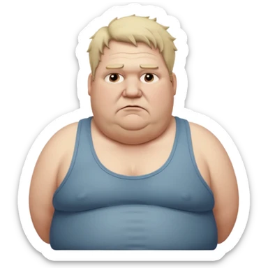 very  obese middle aged white man in wifebeater with  dirty appearance. His hair is very greasy and he looks lazy and uncaring sticker