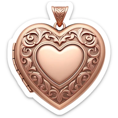 Rose gold heart locket with decorative details sticker