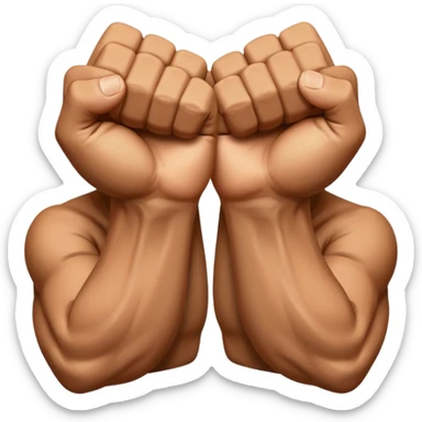 Left and Right fist from the top Perspektive with the Arms crossed over at the wrists  sticker