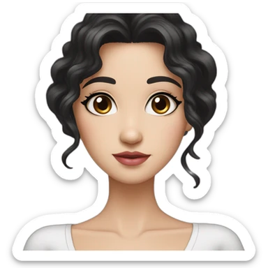 Beautiful woman,Black hair,wavy hair，long hair,White skin,oval face,big eyes,Blackeyes,Pink lips,Chinese sticker