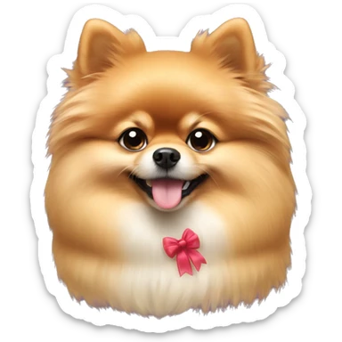 Pomeranian dog with bow on sticker