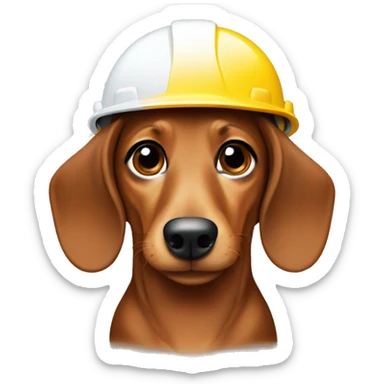 dachshund with A hard hat that says samsung sticker