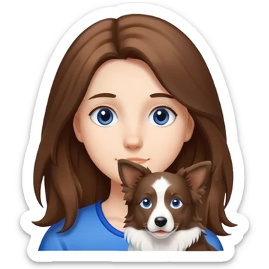 girl with a blue and white broder Collie  sticker