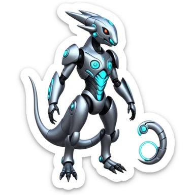Modern Cyber Lombax-Fakémon-creature, full body sticker
