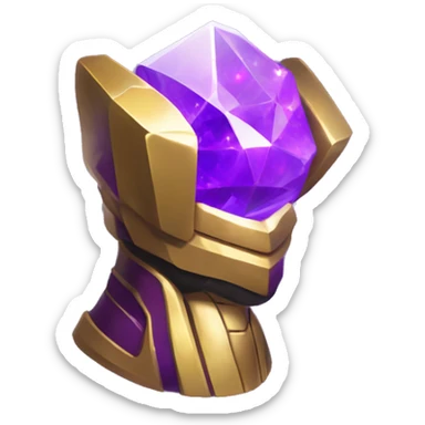 Thanos holding small glowing purple crystal, iOS emoi style art  sticker