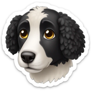 black sheep dog with kind eyes, long snout sticker