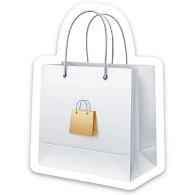 Minimalist shopping bag with soft modern lines, small sparkles, clean design for clothing store, simple elegant shopping icon sticker