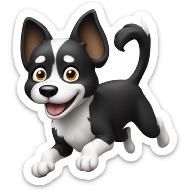Black and white dog running sticker