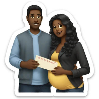 Pregnancy announcement Dark hair  sticker