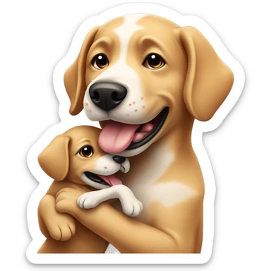 Dog play with baby sticker