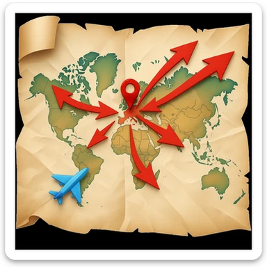 Add bold red arrows to the map, indicating an upcoming offensive attack strategy. Keep the emoji style and all original details. sticker