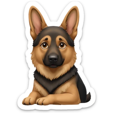 Sitting German shepherd with one floppy ear and one ear up sticker