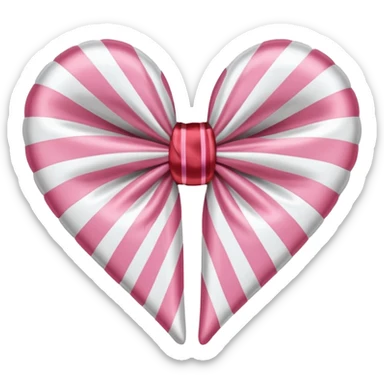 candy cane bow heart shape with light pink stripes and a satin bow sticker