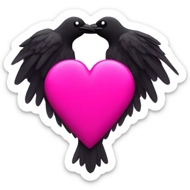 Hot pink heart with minimalist raven in center  sticker