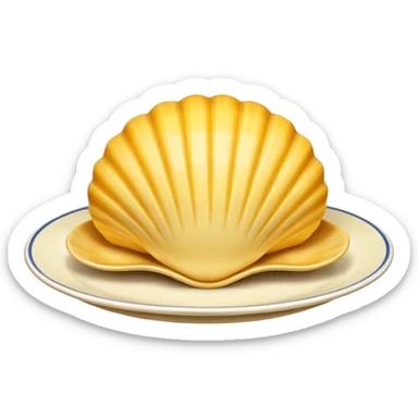 butter in the shape of a shell on a white vintage plate sticker