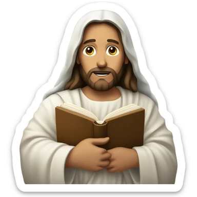 Jesus Christ holding an open Bible sticker