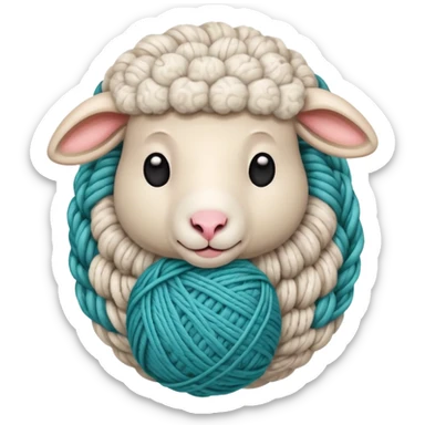 Sheep knitting yarn ball  sticker