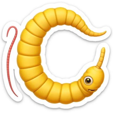 Yellow worm with a weird head sticker