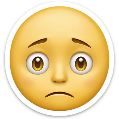 disappointed face emoji, classic yellow face, downturned mouth, sad eyes, simple and expressive sticker