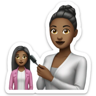 A girl in a salon getting a service of makeup & hair specialist  sticker
