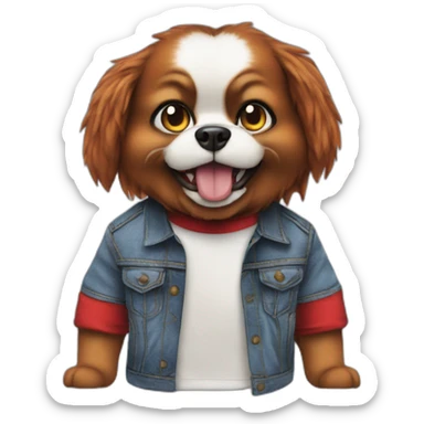 Dog chucky doll costume or shirt sticker