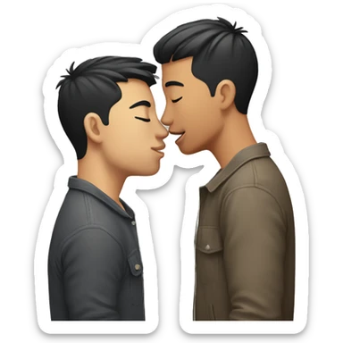 Gay asian guy kissing white guy sticker