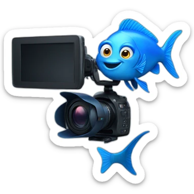 Blue fish filming a video sticker