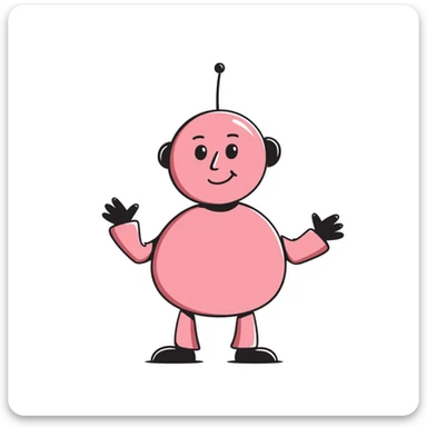 pink robot sticker