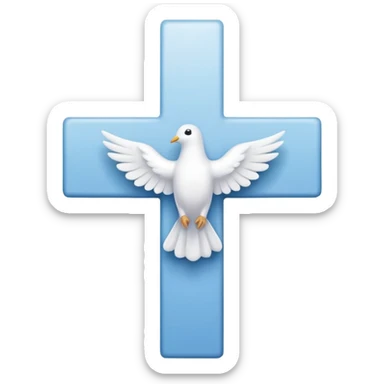 Dove outline infront of a cross sticker