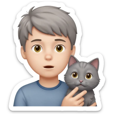 a boy blow hair for a cat sticker