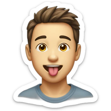 boy tongue out face sticker