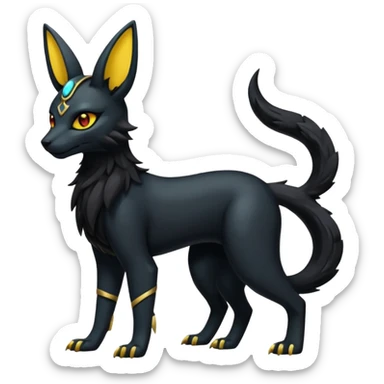 Black Dark Furry Fluffy Modern Futuristic Cyber-Umbreon-Salandit-Bastet-Anubis-fusion full body sticker