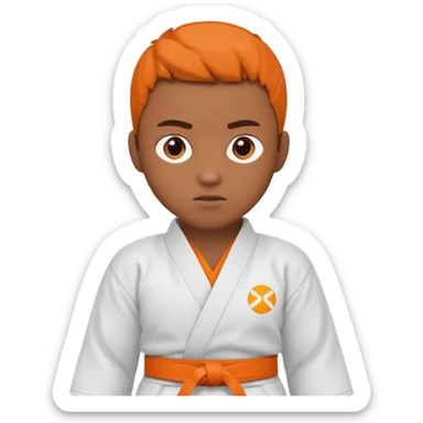 judoka brun avec ceinture orange sticker